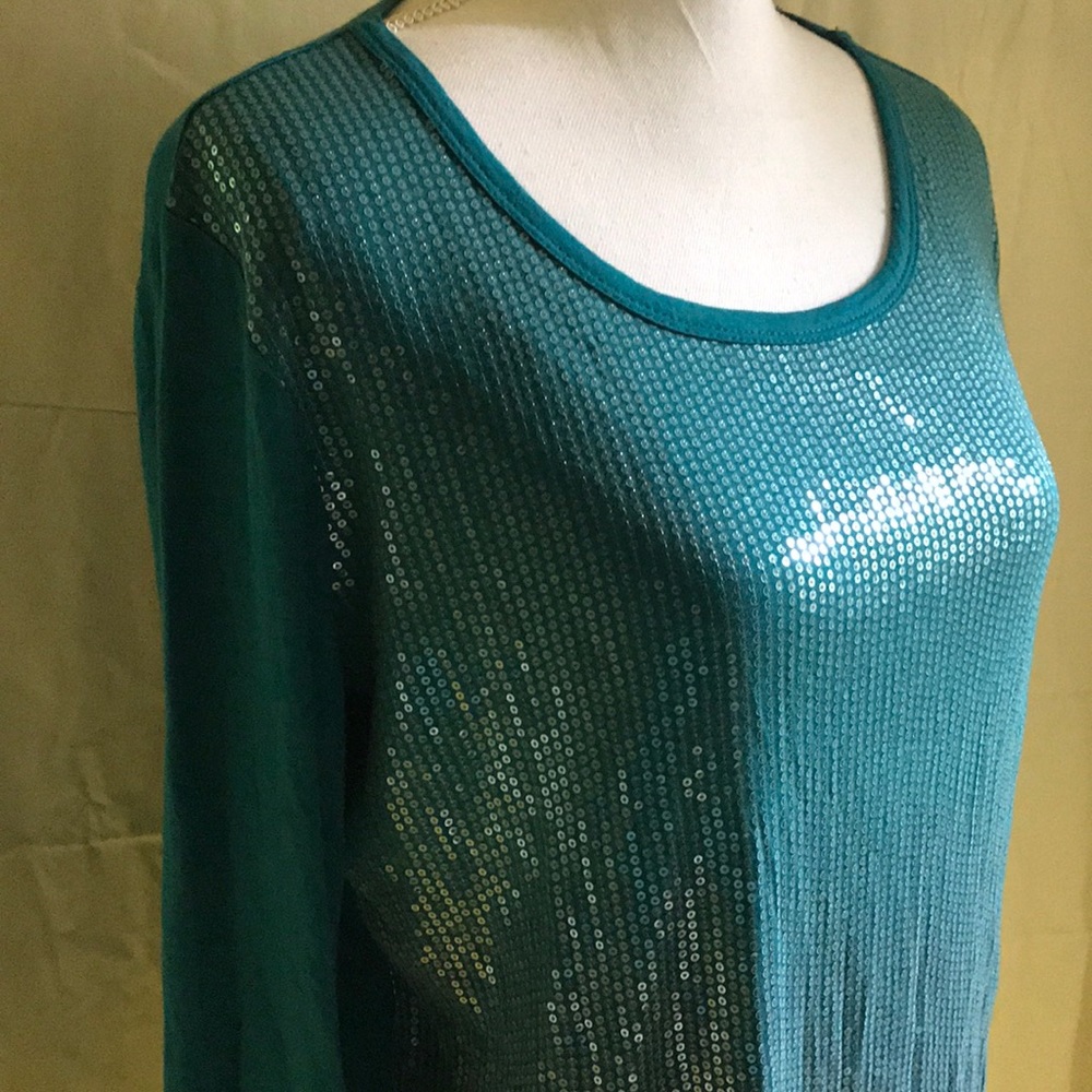 Teal long sleeve shimmer tee. Clinton Kelly. NWT